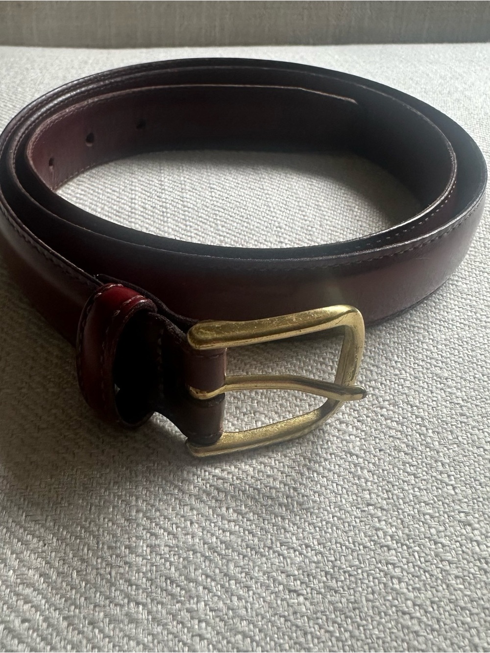 Classic Women’s Leather Belt in Dark Burgundy with Solid Brass Buckle size 38